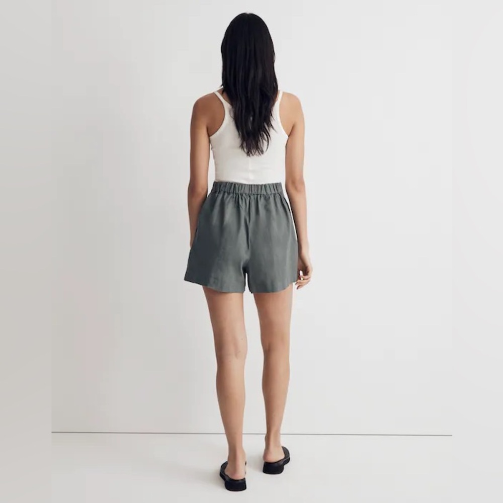 Madewell Clean Pull-On Linen/Cotton Shorts in Architect Green Size XL - Picture 3 of 13